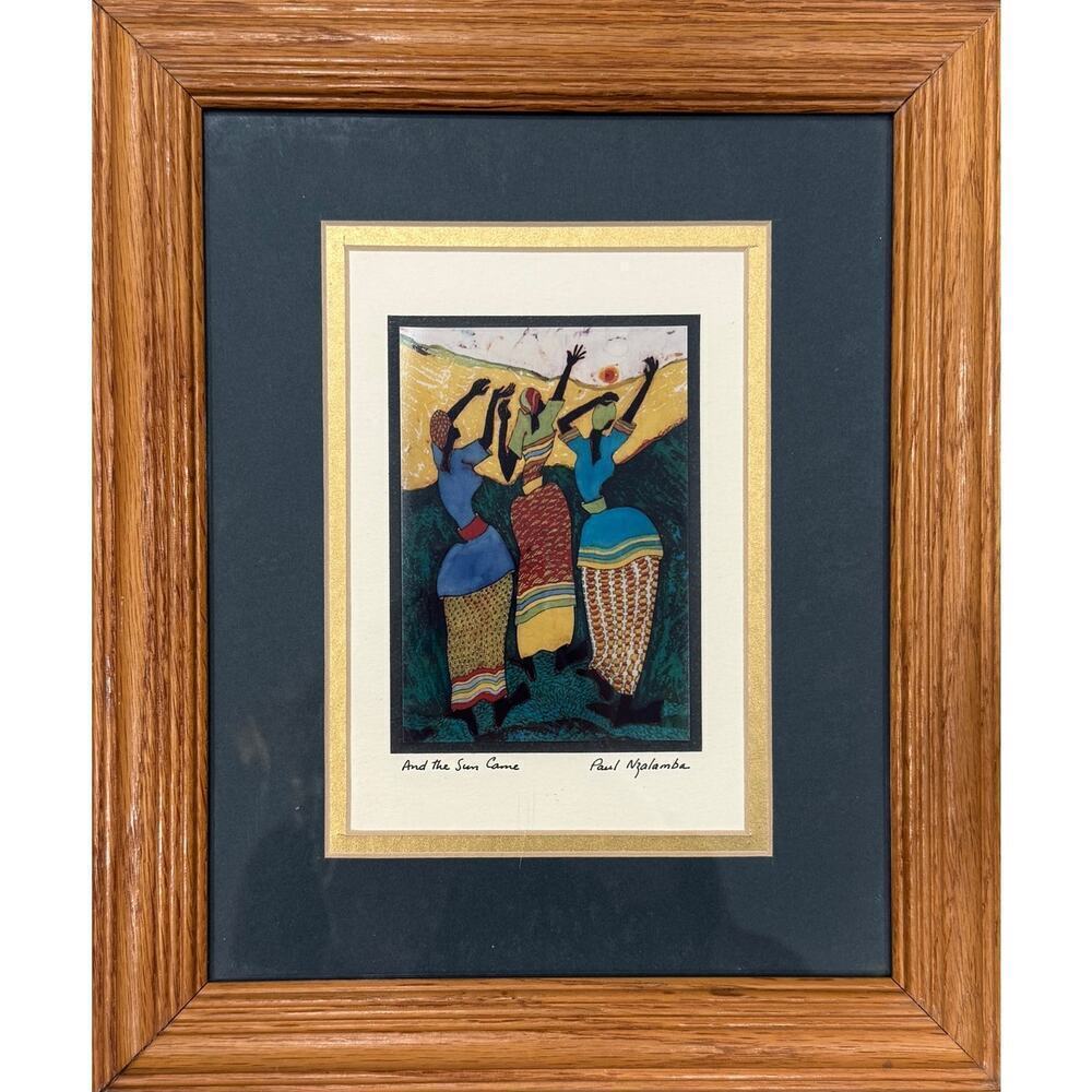Artist Paul Nzalamba "And the Sun Came" Signed Archival Print Batik Artwork